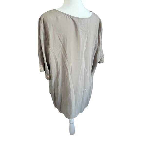 Ariat Auburn Top Bohemian Flowy Grey and Khaki Peasant Shirt Western Prairie - Picture 5 of 9